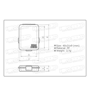 Mini case 35x25x6mm black (x3) - HIRO SEIKO - 48658