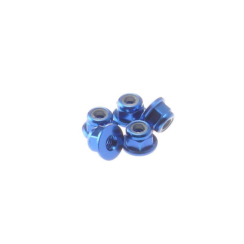 3mm Alloy Flange Nylon Nut  [YOKOMO-Blue] - 69238 - HIRO SEIKO