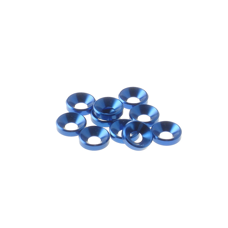  4mm Alloy Countersunk Washer  [YOKOMO-Blue] - 69256 - HIRO SEIKO