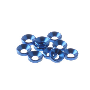  4mm Alloy Countersunk Washer  [YOKOMO-Blue] - 69256 - HIRO SEIKO
