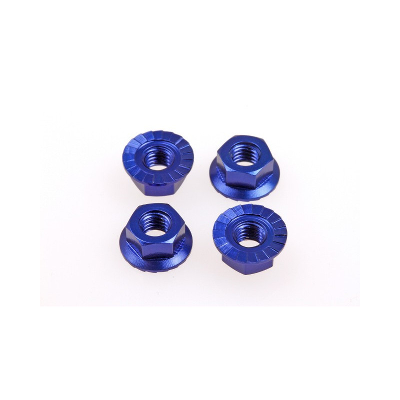  4mm Alloy Serrated Wheel Nut  [Y-Blue] - 69592 - HIRO SEIKO