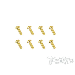 2.5mmx6mm Gold Steel Button Head Screws (8pcs) - T-WORKS - GSS-2506B