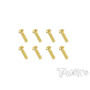 2.5mmx8mm Gold Steel Button Head Screws (8pcs) - T-WORKS - GSS-2508B