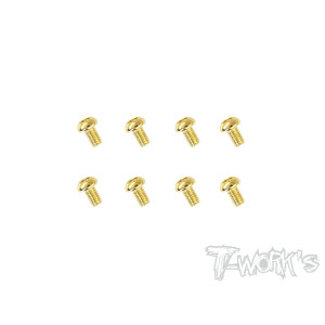 2.5mmx4mm Gold Steel Button Head Screws (8pcs) - T-WORKS - GSS-2504B