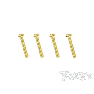 2.5mmx18mm Gold Steel Button Head Screws (4pcs) - T-WORKS - GSS-2518B