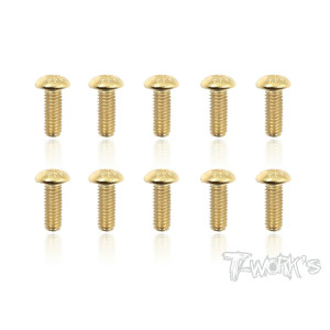 3mmx8mm Gold Button Head Screws (10pcs) - T-WORKS - GSS-308B