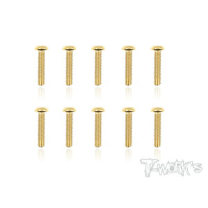 3mmx14mm Gold Button Head Screws (10pcs) - T-WORKS - GSS-314B