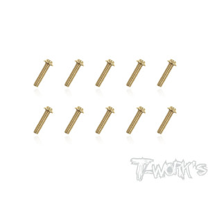 3mmx14mm Gold Steel UFO Screws (10pcs) - T-WORKS - GSS-314U