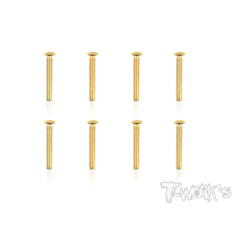3mmx18mm Gold Button Head Screws (8pcs) - T-WORKS - GSS-318B