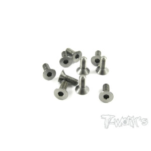 Screws NICKEL FHC 4x8mm (10) - T-WORKS - NSS-408C