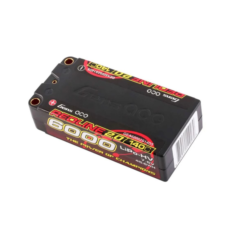 Lipo 2S 6000mah 7.6V HV 140C Shorty PK5 - GENS ACE - GA60002S14D5