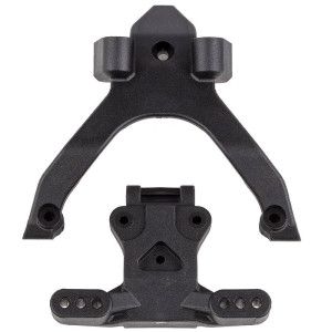 RC10B7 FT TOP PLATE & BALLSTUD MOUNT, CARBON - ASSOCIATED - 92404