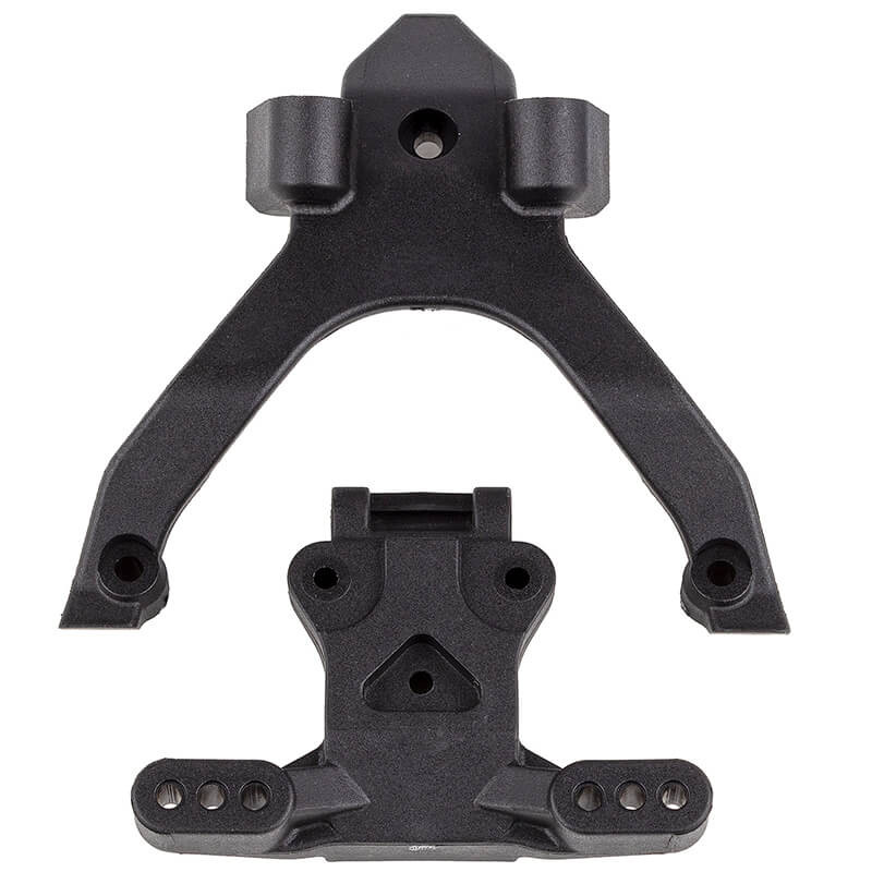 RC10B7 FT TOP PLATE & BALLSTUD MOUNT, CARBON - ASSOCIATED - 92404