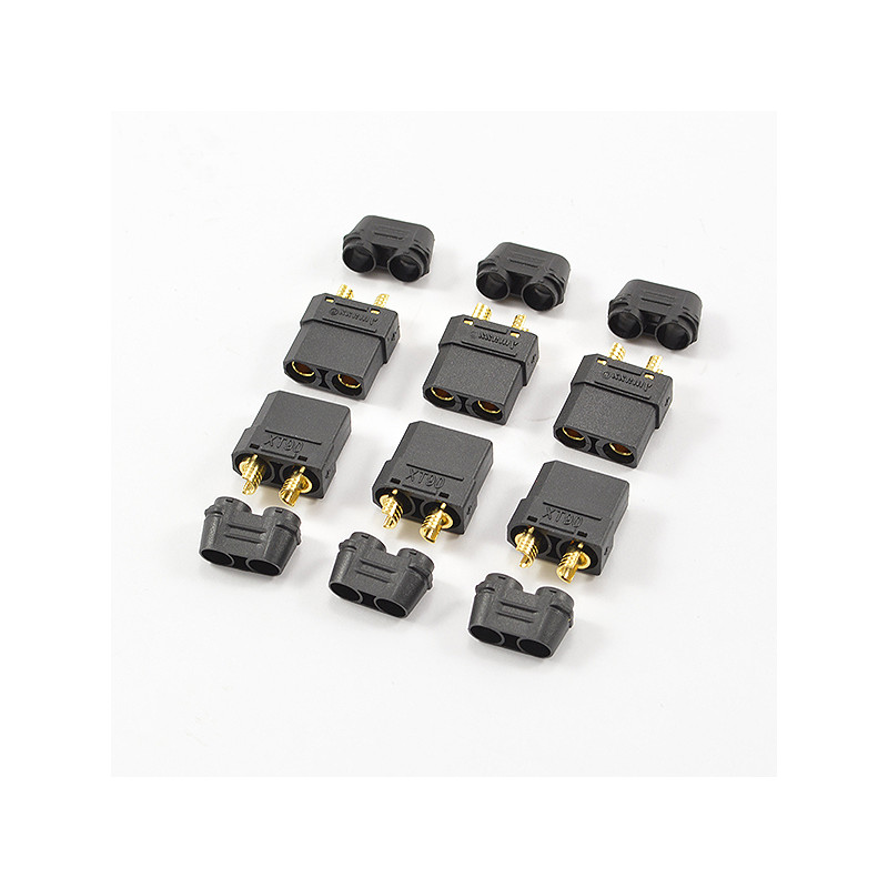 XT-90 BLACK FEMALE CONNECTORS (6PC) - CENTRO - C0356