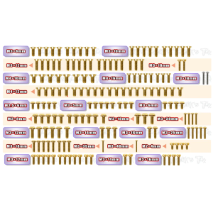 Gold Steel Screw Set 161pcs. (For Xray XB8'25) - T-WORKS - GSS-XB8'25