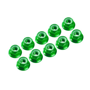 3MM. ALU. NYLON NUT W/FLANGED GREEN (10pcs) - UR1503-GR - ULTIMATE