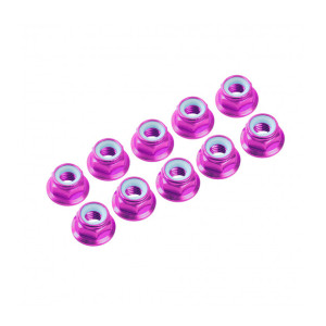 4 mm. ALU. NYLON NUT W/FLANGE PINK (10 pcs) - UR1513-PK - ULTIMATE