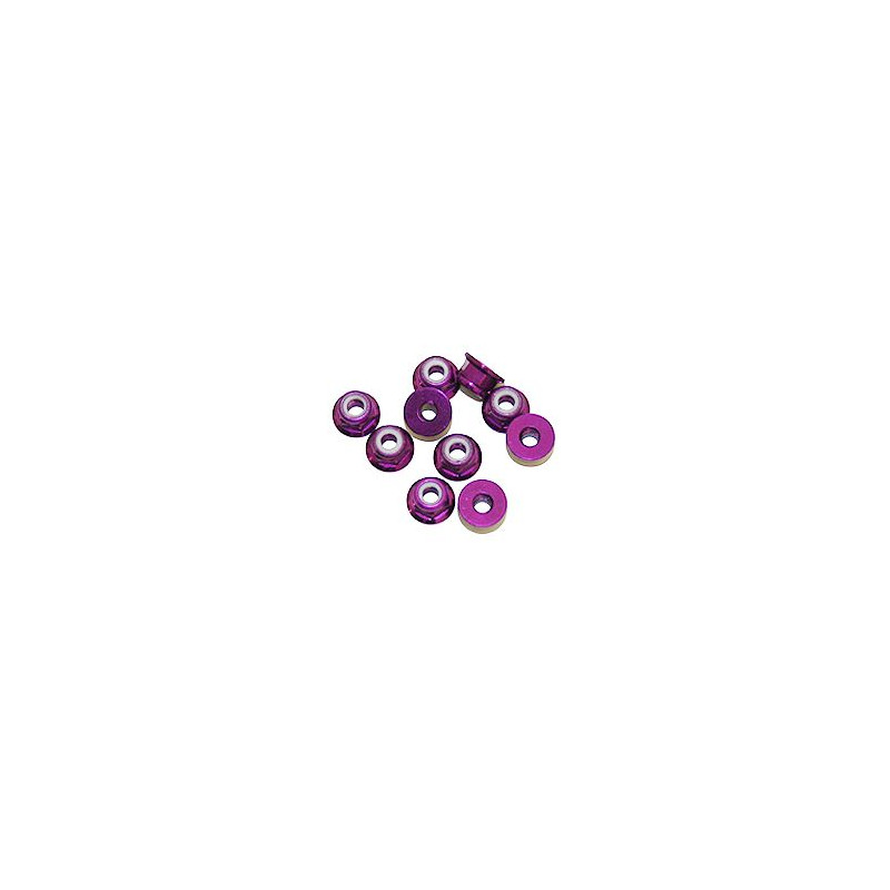 4 mm. ALU. NYLON NUT W/FLANGE PURPLE (10 pcs) - UR1513-P - ULTIMATE